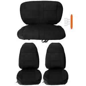 ブラック フロント & リア シート カバー ネオプレン 1991-1995 ジープラングラー YJ 4WD セット用 Black Front & Rear Seat Covers Neoprene For 1991-1995 Jeep Wrangler YJ 4WD SET 【並行輸入品】