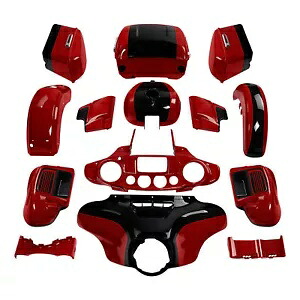 フェアリング ボディペイントセット ハーレーウルトラリミテッド 14+ ビリヤードレッド/ビビッドブラックに適合 Fairing Body Paint Set Fit For Harley Ultra Limited 14+ Billiard Red/Vivid Black 【並行輸入品】