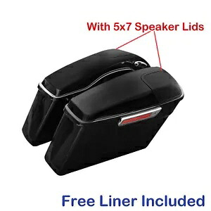 ハードサドルバッグ 5x7インチスピーカー蓋付き ハーレーストリートロードグライド 2014-2023に適合 Hard Saddlebags W/5x7\