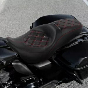 運転席助手席ハーレーツーリングストリートグライド2009-23レッドステッチに適合 Driver Passenger Seat Fit For Harley Touring Street Glide 2009-23 Red Stitching 【並行輸入品】