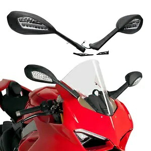 バックミラー LED ターンシグナル Ducati Panigale V4 2018 2019 2020 2021 に適合 Rearview Mirrors LED Turn Signals Fit For Ducati Panigale V4 2018 2019 2020 2021 【並行輸入品】