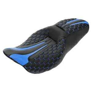 運転席助手席ピリオンシート ハーレーロードキングクラシック 09-23 ブラック+ブルーに適合 Driver Passenger Pillion Seat Fit For Harley Road King Classic 09-23 Black+Blue 【並行輸入品】