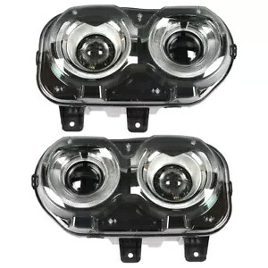 フロントヘッドライトアセンブリ 15-18 ダッジ チャレンジャー LH + RH ペアクリアレンズに適合 Front Headlight Assembly Fit For 15-18 Dodge Challenger LH + RH Pair Clear Lens 【並行輸入品】