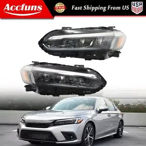 ヘッドランプ ヘッドライトアセンブリ 2022-2023 ホンダ シビック LH+RH サイドペア クリアに適合 Headlamps Headlight Assembly Fit For 2022-2023 Honda Civic LH+RH Side Pair Clear 【並行輸入品】