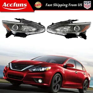 2016-2018 日産アルティマセダン右 + 左 RH + LH ヘッドライトヘッドランプブラック LED For 2016-2018 Nissan Altima Sedan Right+Left RH+LH Headlight Headlamps Black LED 【並行輸入品】
