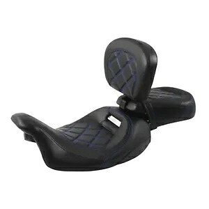 ブラック + ブルー運転席助手席 & ライダーパッドハーレーツーリンググライド 09-23 に適合 Black+Blue Driver Passenger Seat & Rider Pad Fit For Harley Touring Glide 09-23 【並行輸入品】