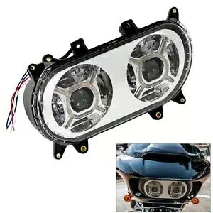 LED デュアルフロントヘッドライトプロジェクターハーレーツーリングロードグライド 15-23 16 17 に適合 LED Dual Front Headlight Projector Fit For Harley Touring Road Glide 15-23 16 17 【並行輸入品】