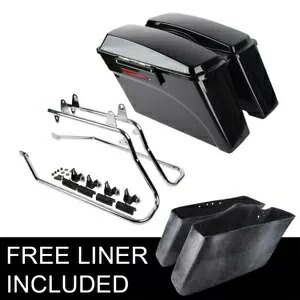 ブラック ハード サドルバッグ & 変換ブラケット キット ハーレー ソフテイル 1984-2017 に適合 Black Hard Saddlebags & Conversion Bracket Kit Fit For Harley Softail 1984-2017 【並行輸入品】