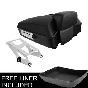 マットチョップドトランク ラッチパッドマウントラック付き ハーレーツアーパックツーリング14-23用 Matte Chopped Trunk w/Latch Pad Mount Rack Fit For Harley Tour Pak Touring 14-23 【並行輸入品】