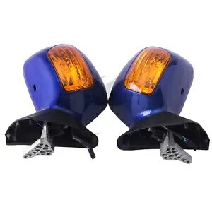 ブルーサイドリアビューミラー信号ホンダゴールドウィング GL1800 2001-2017 に適合 Blue Side Rear View Mirror Signal Fit For Honda Goldwing GL1800 2001-2017 【並行輸入品】
