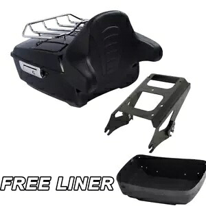 キングトランク バックレスト パッド ラック ブラック マウント ハーレー ツーリング グライド 2009-2013 用 King Trunk Backrest Pad Rack Black Mount Fit For Harley Touring Glide 2009-2013 【並行輸入品】