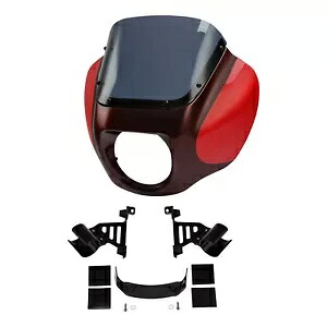 フェアリング フロントガラス & ブラケット ハーレー ソフテイル FXBB FXLR 2018-2023 ウィキッドレッド用 Fairing Windshield & Bracket For Harley Softail FXBB FXLR 2018-2023 Wicked Red 【並行輸入品】
