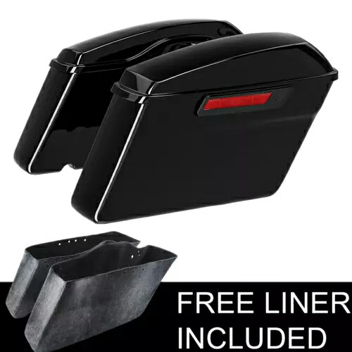 ビビッドブラックハードサドルバッグ ブラックラッチ付き ハーレーロードグライド1993-2013に適合 Vivid Black Hard Saddle Bags w/ Black Latch Fit For Harley Road Glide 1993-2013 【並行輸入品】