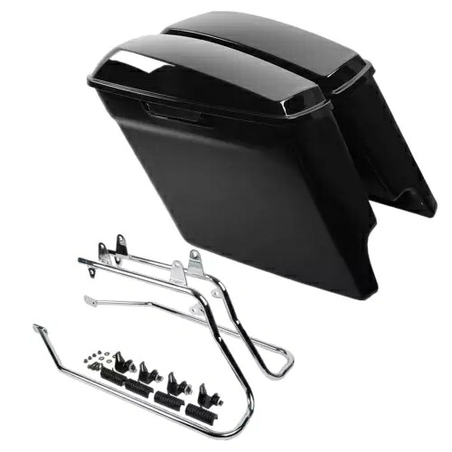 5インチ ストレッチサドルバッグ & 変換ブラケット ハーレー ソフテイル ファットボーイ 84-17用 5'' Stretched Saddlebags & Conversion Brackets For Harley Softail Fatboy 84-17 【並行輸入品】