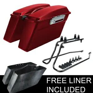レッドハードサドルバッグ & 変換ブラケットハーレーヘリテージソフテイル 84-17 85 に適合 Red Hard Saddlebag &Conversion Bracket Fit For Harley Heritage Softail 84-17 85 【並行輸入品】