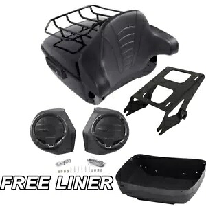 ブラック キング パック トランク ラック パッド スピーカー マウント ハーレー エレクトラグライド 14 アップ用 Black King Pack Trunk Rack Pad Speakers Mount Fit For Harley Electra Glide 14-Up 【並行輸入品】