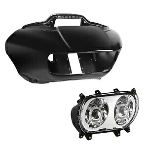 インナーアウターフェアリングデュアルLEDヘッドライトライトハーレーツーリングロードグライド15-23用 Inner Outer Fairing Dual LED Headlight Light For Harley Touring Road Glide 15-23 【並行輸入品】