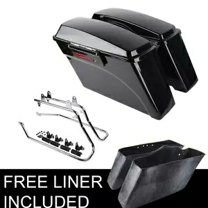 ブラックハードサドルバッグ & 変換ブラケットハーレーソフテイルファットボーイ 84-17 99 に適合 Black Hard Saddlebags &Conversion Bracket Fit For Harley Softail Fatboy 84-17 99 【並行輸入品】 56,265円