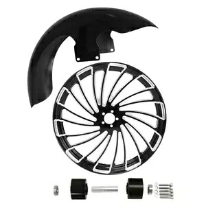 21インチ ホイールリム デュアルディスクハブ&フロントフェンダー付き ハーレーロードグライドキング 08-23用 21'' Wheel Rim w/ Dual Disc Hub & Front Fender For Harley Road Glide King 08-23 【並行輸入品】