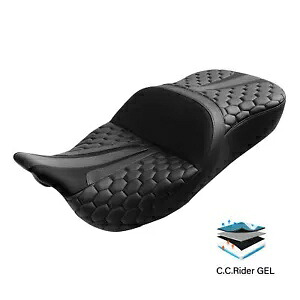 運転席助手席ジェルシート ハーレーツーリングロードグライドキング 2009以降に適合 ブラック Driver Passenger Gel Seat Fit For Harley Touring Road Glide King 2009-Up Black 【並行輸入品】