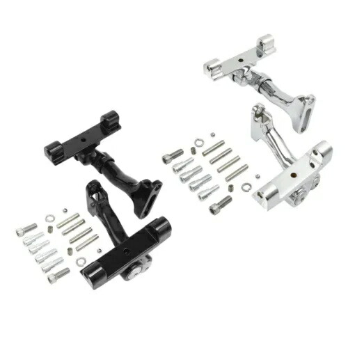 クローム/ブラック 乗客調整可能なフットボードマウント ハーレーロードキング 1993-2024用 Chrome/Black Passenger Adjustable Footboard Mount For Harley Road King 1993-2024 【並行輸入品】