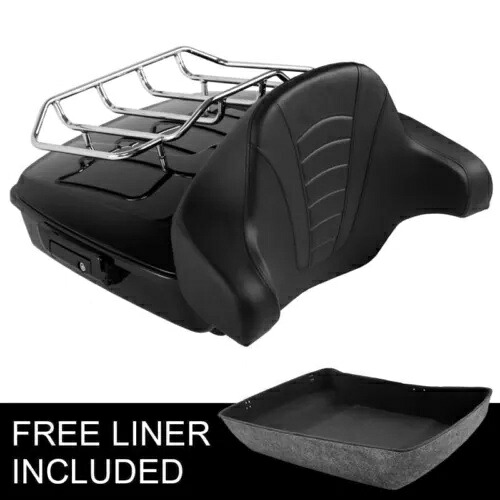ブラックみじん切りトランクバックレスト荷物ラックハーレーツーリングツアーパック14-24に適合 Black Chopped Trunk Backrest Luggage Rack Fit For Harley Touring Tour Pak 14-24 【並行輸入品】