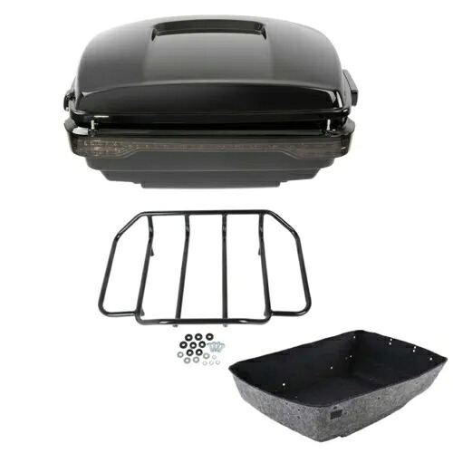 ブラックキングパックトランクLEDライトトップラックハーレーツアーパックロードキング14-24用 Black King Pack Trunk LED Light Top Rack Fit For Harley Tour Pak Road King 14-24 【並行輸入品】