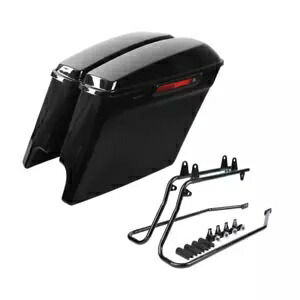 5インチ拡張サドルバッグ ハーレーソフテイル FLST 86-17 変換ブラケット付き 5'' Extended Saddle Bags Fit For Harley Softail FLST 86-17 W/Conversion Brackets 【並行輸入品】