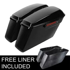 ビビッドブラックハードサドルバッグ ラッチ付き ハーレーツーリンググライド 2014-2023 に適合 Vivid Black Hard Saddle Bags w/ Latch Fit For Harley Touring Glide 2014-2023 【並行輸入品】