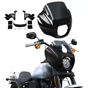 ハーレーストリートボブ FXBB FXBBS 2018-2024 ヘッドライトフェアリングフロントガラスキットに適合 Fit For Harley Street Bob FXBB FXBBS 2018-2024 Headlight Fairing Windshield Kit 【並行輸入品】