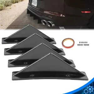 4 個ブラックユニバーサルリアバンパーディフューザーシャークフィンスポイラーリップスプリッター 4 PCS Black Universal Rear Bumper Diffuser Shark Fin Spoiler Lip Splitter 【並行輸入品】