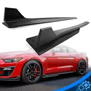 15-22 フォード マスタング GT500 スタイル サイド スカート 4PC - マット ブラック ウィングレット付き For 15-22 Ford Mustang GT500 Style Side Skirts 4PC - Matte Black W/ Winglet 【並行輸入品】