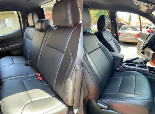 フロント&リアシートカバーセット ブラック トヨタ タコマ ダブル/クルーキャブ 2016-2023用 Front & Rear Seat Covers Set Black For Toyota Tacoma Double/Crew Cab 2016-2023 【並行輸入品】