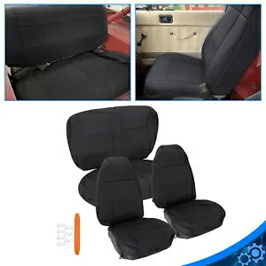 ブラック フロント リア シート カバー フルキット 1991-1995 ジープラングラー YJ 4WD ネオプレン用 Black Front Rear Seat Cover Full Kit For 1991-1995 Jeep Wrangler YJ 4WD Neoprene 【並行輸入品】