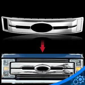 17-19 フォード F250 F350 F450 XL クロームグリルインサートグリルカバーオーバーレイ FOR 17-19 Ford F250 F350 F450 XL chrome grille insert grill cover overlay 【並行輸入品】