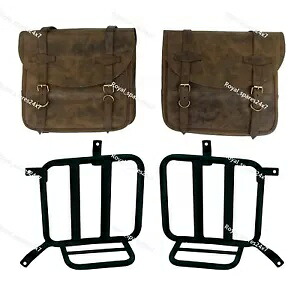 エンフィールドダストカラーレザーサドルバッグ + 取り付けペア Meteor 350cc に適合 Fit For Enfield Dust Color Leather Saddle Bags + Mounting Pair Meteor 350cc 【並行輸入品】