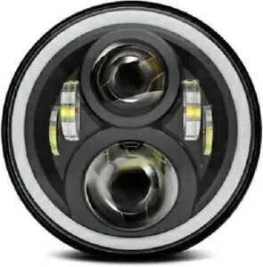 新品 エンフィールド スクラム 411 ブラック LED ヘッドライト 7 インチに適合 Brand New Fit For Enfield Scram 411 Black LED Headlight 7\