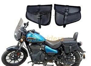エンフィールドミーティア 350cc 本革ブラックパニアバッグペアに適合 Fit For Enfield METEOR 350cc GENUINE LEATHER BLACK Pannier Bags Pair 【並行輸入品】