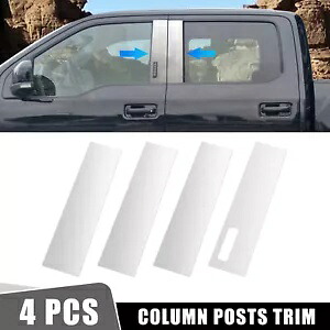 4 個ステンレス鋼クロームピラーポストトリムフォード F150 拡張 2015-2020 4Pcs Stainless Steel Chrome Pillar Post Trim For Ford F150 Extended 2015-2020 【並行輸入品】
