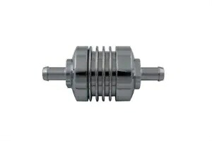 クロムビレット高流量インライン燃料フィルター 5/16 インチ Chrome Billet High Flow In-Line Fuel Filter 5/16\