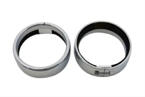 クローム スポット ライト フレンチ トリム リング セット ハーレー ツーリング 79-17 FLT & 62-84 FL用 Chrome Spot Light French Trim Ring Set for Harley Touring 79-17 FLT & 62-84 FL 【並行輸入品】