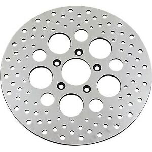 ポリッシュステンレススチール ドリルドフロントブレーキローター 00-14 Big Twin 00-13 XL用 Polished Stainless Steel Drilled Front Brake Rotor for 00-14 Big Twin 00-13 XL 【並行輸入品】
