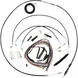 LA CHOPPERS LA-8155KT2-13B ブラック ビニール編組ハンドルバー ケーブル/ブレーキ キット 12-14\