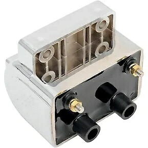 ドラッグスペシャリティーズ 2102-0220 クローム 5オームポイントタイプ デュアルファイア点火コイル Drag Specialties 2102-0220 Chrome 5 ohm Points Type Dual-Fire Ignition Coil 【並行輸入品】