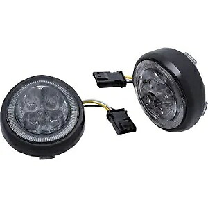 CIRO 45623 ブラック/スモーク LED ライト付きファング フロント シグナル ライト インサート ベゼル付き CIRO 45623 Black/Smoke LED Lighted Fang Front Signal Light Inserts with Bezel 【並行輸入品】