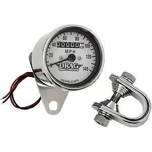 Drag Specialty DS-244134 ホワイト 2.4 インチ ミニ機械式 MPH スピードメーター Drag Specialties DS-244134 White 2.4\