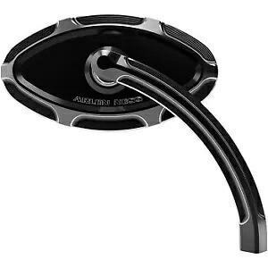 Arlen Ness ハーレー用右側ブラックベベルキャッツアイ鍛造ミラー - 各販売 Arlen Ness Right Side Black Beveled Cats Eye Forged Mirror for Harley -SOLD EACH 【並行輸入品】