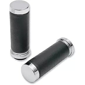 Drag Specialty ハーレー ケーブル オプ用クローム & テクスチャード ブラック ラバー ハンド グリップ Drag Specialties Chrome & Textured Black Rubber Hand Grips for Harley Cable Op 【並行輸入品】