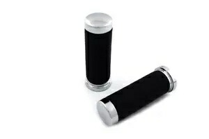 V-Twin 28-0445 ペブル スタイル グリップ セット (クローム エンド キャップ付き) V-Twin 28-0445 Pebble Style Grip Set with Chrome End Caps 【並行輸入品】