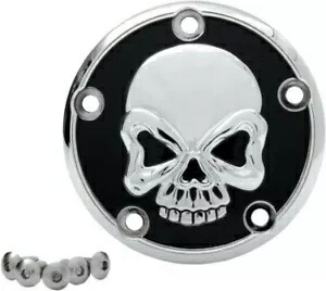 Drag Specialty 0940-1179 クローム & ブラック スカル タイマー ポイント イグニッション カバー Drag Specialties 0940-1179 Chrome & Black Skull Timer Points Ignition Cover 【並行輸入品】